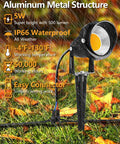 Five Watt LED Low Voltage Landscape Lights Kit With 12V And 24V Transformer showcasing aluminum structure and waterproof design