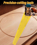 Top Shelf Circle Cutting Jig For Compact And Cordless Routers, creating perfect wood arcs on a light hardwood surface.