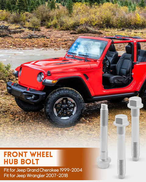 Front Wheel Hub Bolt 926 173 Replacement for Jeep Grand Cherokee 1999 to 2004 and Wrangler 2007 to 2018 displayed near Jeep