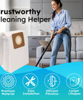 Nine Pack Style 7 Vacuum Bags For Bissell PowerForce Uprights And PowerGlide Models with woman using vacuum cleaner