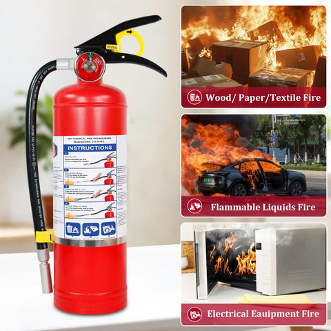 Two Pack Five Pound Dry Chemical Fire Extinguishers With Easy Squeeze Handle For Home Garage And Car Smashes Grease Electrical And Wood Fires Quick Top Notch Protection Solid Gear You Can Count On For Roadside Emergencies And Workshop Safety