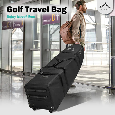 Traveler towing Soft Sided Golf Travel Bag With Wheels Built Tough With 600D Polyester Oxford Wear Resistant Zipper Universal Size