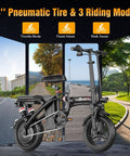 Foldable Electric Bike For Adults And Teens With 1200W Peak Motor Up To 25 MPH 45 Mile Pedal Assist Range Dual Suspension