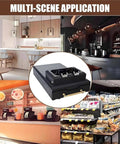 Heavy Duty Electric Espresso Knock Box With Automatic Puck Extractor in a cafe setting, showing multi-scene application.