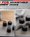 Close-up of 4 Pack Adjustable Screw Jacks Set 0.79 To 1.18 Inch Range Steel Machinist Jack Stands With 1 Ton Capacity on table.