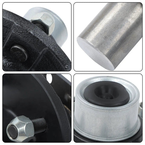 Close-up of Two Pack Preassembled Trailer Hub Kit With 84 Flange Spindle 5 On 4.5 Inch Bolt Pattern Pre Lubricated