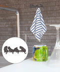 Heavy Duty Cast Iron Wall Mounted Coat Rack For Home Entryway Upgrade Featuring Knockout Build And Modern Vibes To Hang Up Your Gear Without Breaking A Sweat with a striped towel.