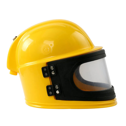 Side view of Beast Mode Sandblast Helmet with Air Supplied Hood and Shoulder Cloak, Full Face Safety Gear for Sandblasting.