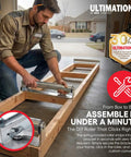 Man installing Tough 10 Inch Roller Bracket Set Galvanized Steel 1.5 Inch Diameter for easy assembly in garage.