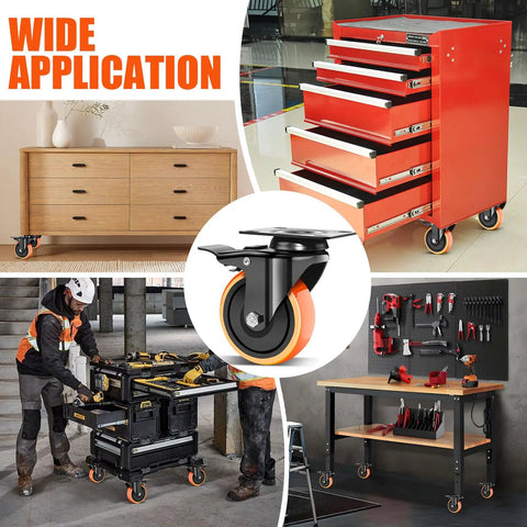 Heavy Duty 2 Inch Caster Wheels Set Of 4 Dual Lock Swivel Casters Beefed Up 600 Lb Capacity on workshop furniture and tool carts