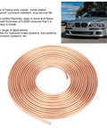 25ft Copper Plated Brake Line Tubing 3 By 16 Inch OD Coil Roll for hydraulic brake systems and fuel lines displayed on white background