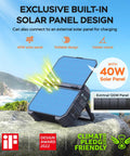 Beefy 1024 Wh Portable Power Station With Integrated 40 W Foldable Solar Panel showcasing solar panel design at the beach.