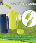 2L Handheld Spreader Set With Adjustable Dial And 7 Opening Modes For Seeds Fertilizer Salt And More Includes Two Scoops Green And Blue The Handy Yard Workhorse For Home Garden Or Farm Use