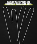 100 Count Half Inch Irrigation Drip Tubing Stakes 5 Inch J Shaped Landscape Staples For Garden Drip Line Soaker Hose Pins Lawn Fence Ground Drip Systems Silver Easy Install Value Pack Backyard Favorite galvanized steel stakes close-up