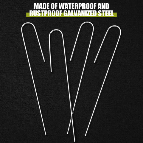 100 Count Half Inch Irrigation Drip Tubing Stakes 5 Inch J Shaped Landscape Staples For Garden Drip Line Soaker Hose Pins Lawn Fence Ground Drip Systems Silver Easy Install Value Pack Backyard Favorite galvanized steel stakes close-up