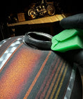 600 Grit Sanding Sponges Dual Sided 4 X 4.75 Inch Pack For Wood Metal Finishing Flexible Pads used on a metal surface