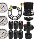 Hydraulic Nitrogen Accumulator Charging Kit With Seven Adapters And Three Gauge Readouts For 1500, 3600, And 6000 PSI Nitrogen Fill