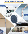 Self Regulating Water Pipe Heat Tape And Pipe Insulation Wrap For Freeze Protection And Temperature Control In RV And Home With Cotton Wrap For Easy Install And Long Lasting Performance In All Weather Suitable For 3 Ft To 7 Ft 9 In shown with various pipe applications