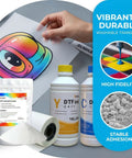 All In One Direct To Film Printing Kit With CMYK Plus White Ink The Go To Bundle For Fabric Includes 6x500 ml Ink DTF Powder