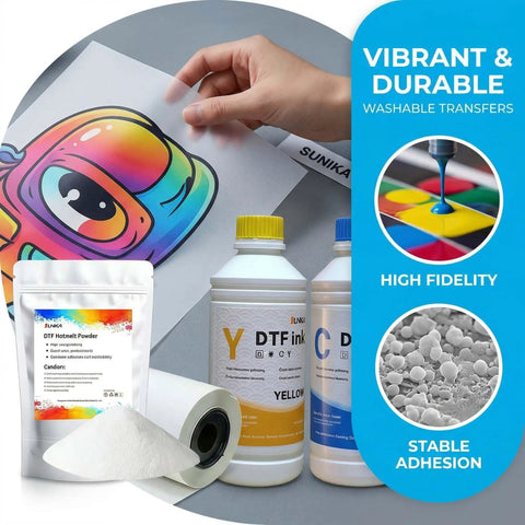 All In One Direct To Film Printing Kit With CMYK Plus White Ink The Go To Bundle For Fabric Includes 6x500 ml Ink DTF Powder