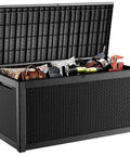 320 Gallon Outdoor Deck Box Waterproof Storage Chest With Lid For Patio And Garden Heavy Duty Resin Weatherproof Storage Box For Cushions Tools And Pool Accessories