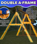 Augusta Cedar Wooden Swing Set With Heavy Duty A Frame 6ft Double Wall Slide 2 Height Adjustable Swings Rock Climber Sandbox