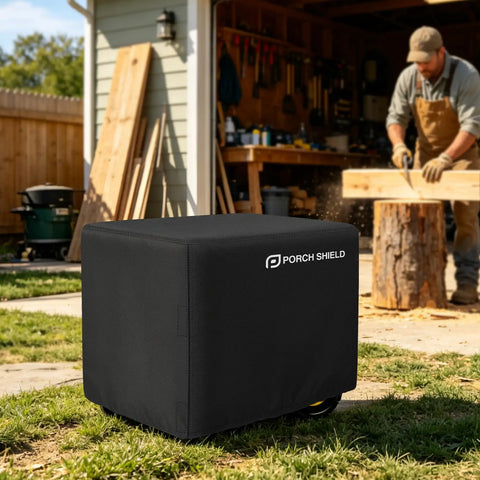 Heavy Duty Generator Cover For 5k To 10k Watt Rigs Built Different With All Weather Armor and Rainproof Shielding on outdoor equipment.