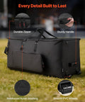 No Sweat Electronic Drum Roller Case With Thick Cushioning And Easy Rollin Wheels, Large Travel Softcase With Removable Dividers And Side Pockets For Touring Musicians, Black showing durable zipper and sturdy handle.