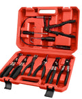9 Piece Flexible Hose Clamp Pliers Set With 24 Inch Long Reach Swivel Jaw ClicR Type Pliers Hose Remover in red case