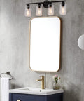 4-Light Modern Black Bathroom Vanity Light With Clear Glass Shades, Industrial Farmhouse Vintage Wall Sconce Over Mirror