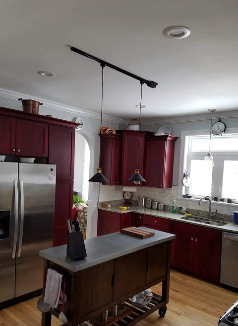 Kitchen with 4-Pack 10.2 Inch Industrial Vintage Metal Bulb Guard Pendant Light Holders Cone Shade For Ceiling Hanging Fixture