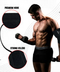 Man using 41 Inch Elbow Wraps For Weightlifting For Lifters Pair With Stretchable Breathable Compression Strap For Bench Press And Powerlifting