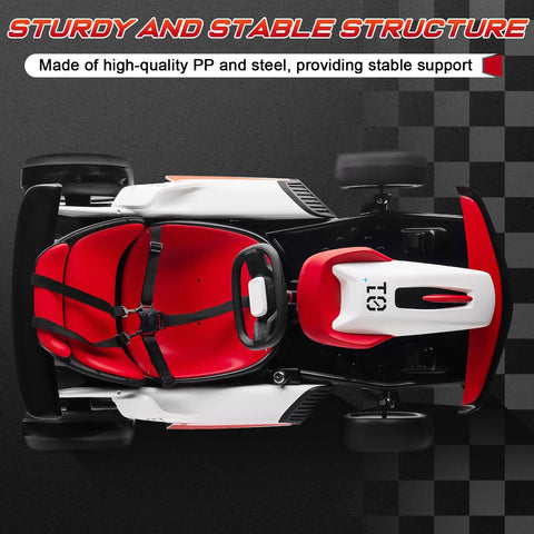 Top view of 24V Ride On Drift Kart With Dual 150W Motors, 10Ah Battery, EVA Tires, sturdy red seat, PP steel frame