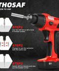 Electric drill showcasing usage instructions for Damaged Screw Extractor Kit For Stripped Screws Includes Magnetic Extension Bit Holder And Socket Adapter Handy And Quick Removal Of Damaged Screws For Home Garage And DIY Projects.