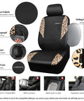 Dope Leopard Print Faux Leather Car Seat Cover with airbag compatibility and lychee breathable leather for SUVs, vans, sedans, and trucks