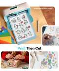 Portable Vinyl Cutter Kit With Carrying Case Bundle for DIY sticker making and home decor, includes images of unicorn stickers.