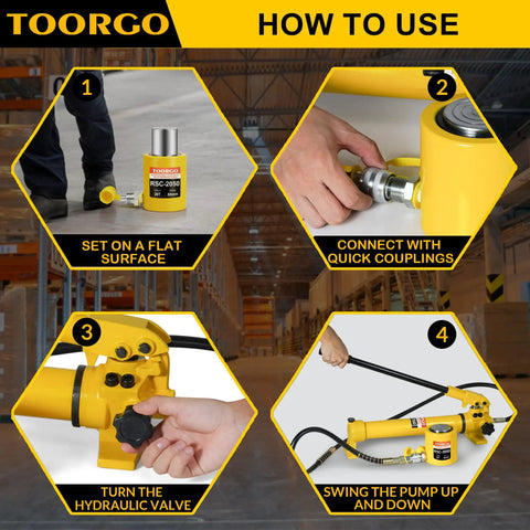 Built Like A Tank 20 Ton Hydraulic Ram Jack With Two Inch Stroke And Fast Self Retract Compact Alloy Steel Porta Power Tool Crews Swear Over For Frame Pulling And Garage Jobs Yellow Finish