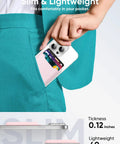 Slim fit of Premium Leather Phone Card Holder Wallet Stick On with 3M Adhesive in pocket
