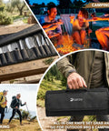 All-In-One 14-Piece Butcher Knife Set With Roll Bag for camping and hiking, featuring knives in a portable case.