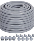 Liquid Tight Electrical Conduit Kit 50 Ft With 10 Connectors One Half Inch Flexible PVC Conduit UL Certified includes fittings