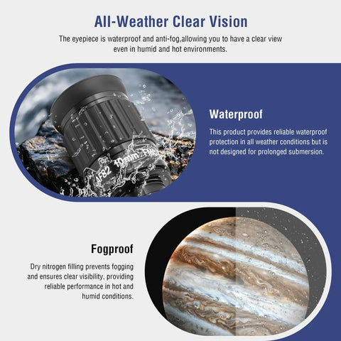 1.25 Inch 10mm Ultra Wide Angle Eyepiece With Filter Thread For Telescopes, splash-resistant and fogproof design on rock.