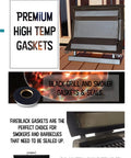 Fireblack hi-temp smoker gasket, 15 ft self-adhesive seal, 1/2 x 1/8 in, black