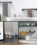 2 Pack Matte Black 24 Inch Stainless Steel Bathroom Towel Bar Set Wall Mount Towel Rack Hanger for Kitchen and Bath setup