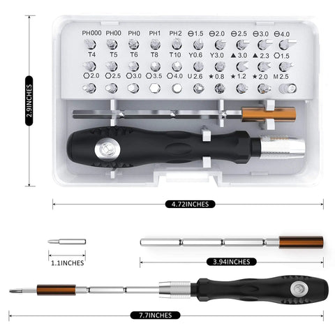 32-In-1 Mini Magnetic Precision Screwdriver Set With 30 Bits For Eyeglasses Phones Watches Laptops Computers And Toys