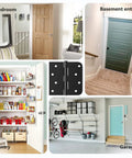 Heavy Duty Black Steel Door Hinges Six Pack Four Inch Exterior Swing Kit With Removable Pins in home settings.