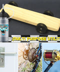 Pinewood Derby Graphite Powder Set With Cleaning Brush 2 Bottles Lubricant Powder shown with a derby car and other applications