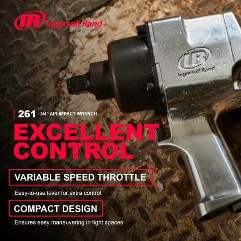 Badass 3/4 Inch Drive Air Impact Wrench Delivering Straight Up 1100 Ft Lbs Max Torque Super Duty Pistol Grip Handle, compact design.