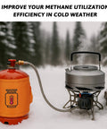 Propane Tank Warmer Blanket With Thermostat and Timer, Adjustable 41 To 122 F, Fits 5 To 40 LP Cylinders, in outdoor snowy setup