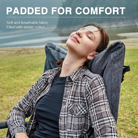 Oversized Folding Rocking Camping Chair With Padded Comfort Portable Rocker For Patio Lawn And Outdoors Heavy Duty Armchair Supports Up To 400 Lbs Gray For Adults with person relaxing outdoors
