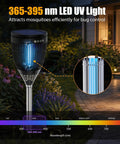 Solar Mosquito Zapper Outdoor With Flame Lamp And Projector Light 4200V Electric Bug Killer installed in garden at night